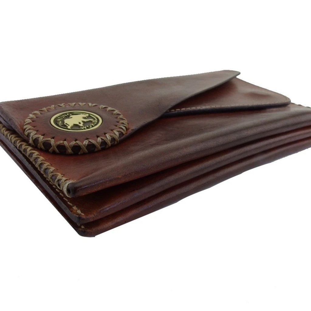 Hunting World Purse Brown X Gold Women Authentic Secondhand